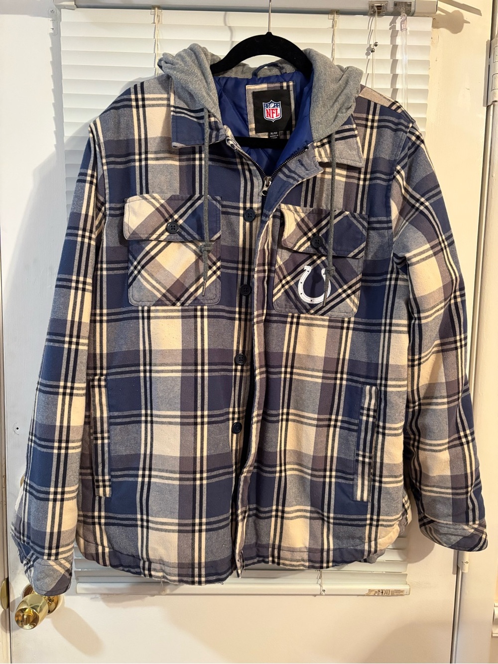 Men's NFL Indianapolis Colts Flannel Full Zip Jacket In Plaid Men’s Size XLarge
